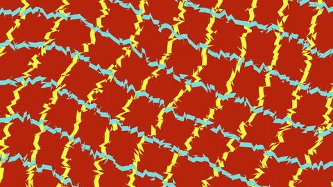 Abstract red pattern with yellow and blue wavy grid lines Stockillustratie
