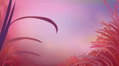 Abstract red pink colour background with glade grass. Meadow blur. Stock Illustration