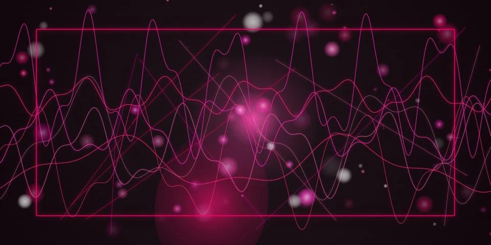 Abstract red pixel art frame with digital lines and dots Stock Illustration