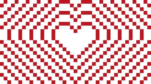 Abstract red pixel heart on white background. Illustrazione stock