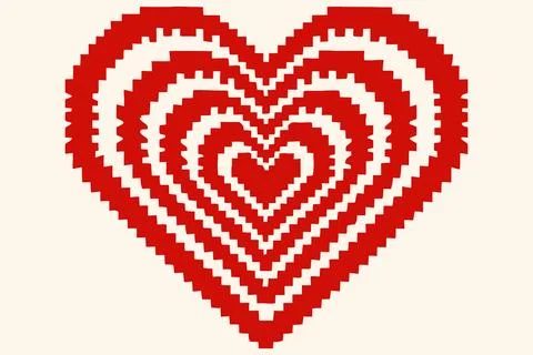 Abstract Red Pixelated Heart Design for Valentine s Day Stock Illustration