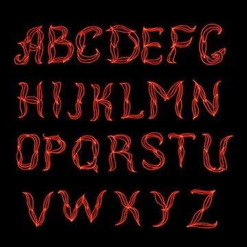 Abstract  red plexus neon font. Stock Illustration