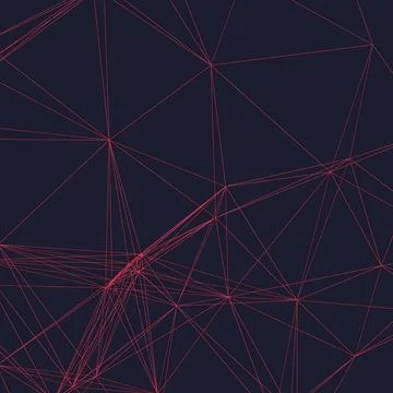 Abstract Red Plexus Network Connection on Dark Blue Background, Digital Stock Illustration
