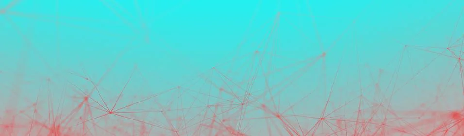 Abstract Red Plexus Polygons on Blue Gradient Half Banner Web Banner Background Stock Illustration