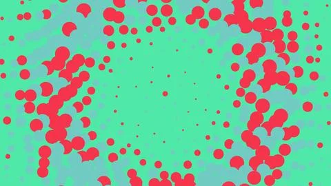Abstract red polka dot pattern on a light green background Stock Illustration