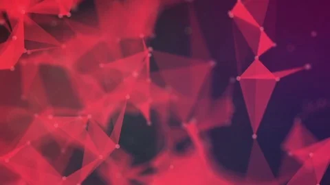 Abstract red polygonal background with moving dots and triangles Video stock 75494894