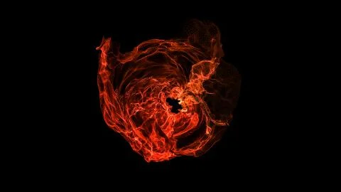 Abstract red polygonal object on dark background. Source of energy. 3d render イラスト素材