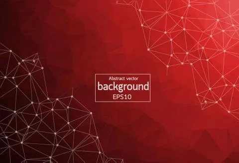 Abstract Red Polygonal Space Background with Connecting Dots and Lines. Geome Stock Illustration
