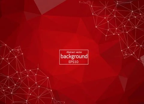 Abstract Red Polygonal Space Background with Connecting Dots and Lines. Geome Stock Illustration