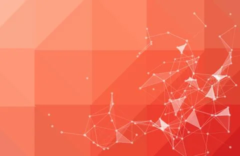 Abstract red Polygonal Space Background with Connecting Dots and Lines. Geome Stock Illustration