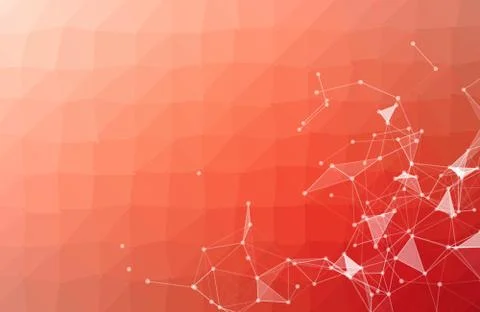 Abstract red Polygonal Space Background with Connecting Dots and Lines. Geome Stock Illustration