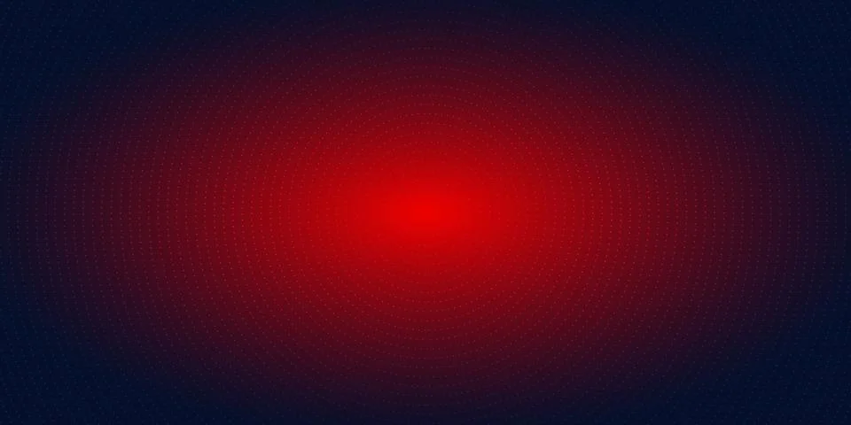 Abstract red radial dots pattern halftone on dark blue gradient background. T 스톡 일러스트