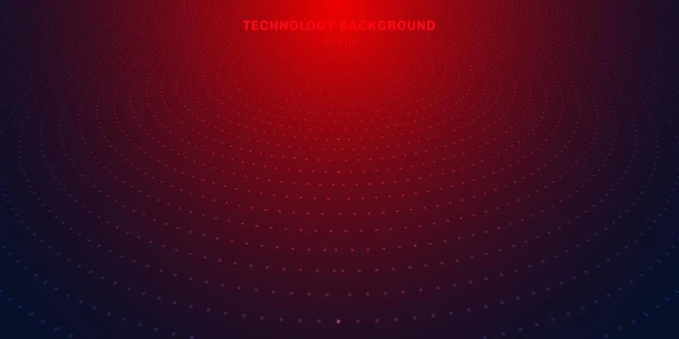 Abstract red radial dots pattern halftone on dark blue gradient background. T Stock Illustration