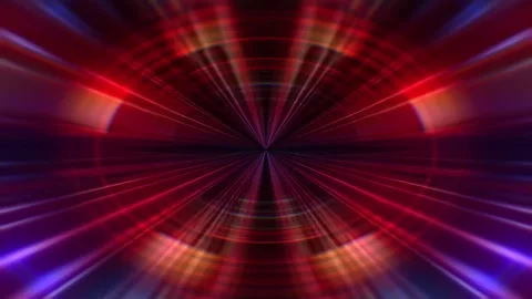Abstract Red Radial Tunnel Background With Neon Warp Rings Stock Footage 332305121