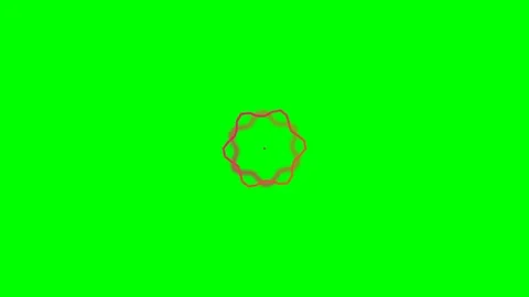 Abstract red ring shape with a wavy pattern on a bright green background Video stock 340901632