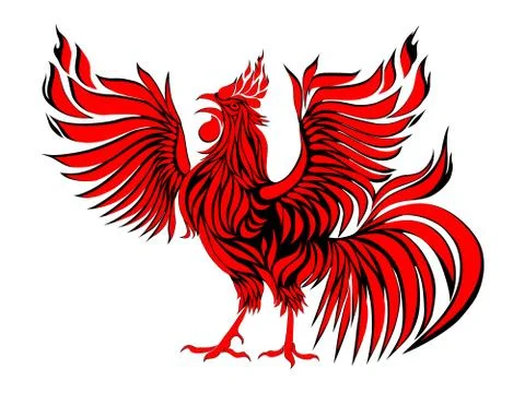 Abstract Red Rooster. Symbol Of 2017 On The Chinese Calendar. Red cock Stock Illustration