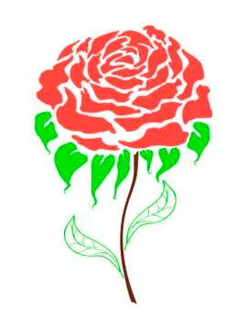 Abstract red rose - vector illustration. Flat style. Stock Illustration