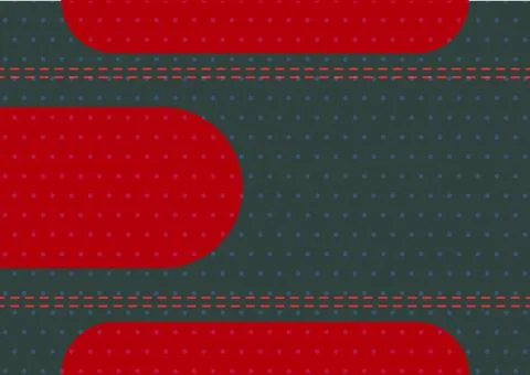 Abstract Red Rounded Stripes On Dark Teal Background With Stitching Lines M.. Illustrazione stock
