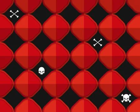 Abstract red seamless pattern with bones and skulls Stock Illustration