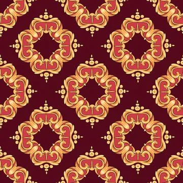 Abstract red seamless pattern, vintage gold background Stock-Illustration