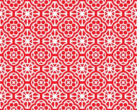 Abstract Red seamless repeat pattern flat style Ornament geometric squares desig Illustrazione stock