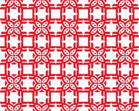 Abstract Red seamless repeat pattern flat style Ornament geometric squares desig Stock Illustration
