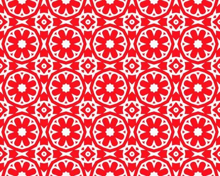 Abstract Red seamless repeat pattern flat style Ornament geometric squares desig Stock Illustration