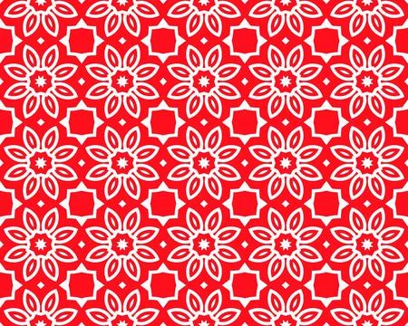 Abstract Red seamless repeat pattern flat style Ornament geometric squares desig Stock Illustration