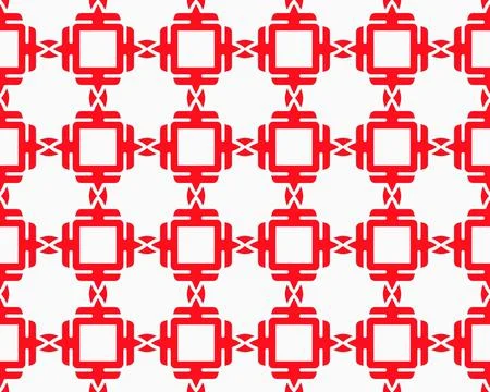 Abstract Red seamless repeat pattern flat style Ornament geometric squares desig Stock Illustration