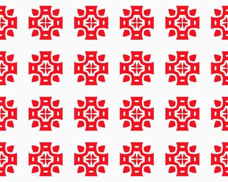 Abstract Red seamless repeat pattern flat style Ornament geometric squares desig Foto stock