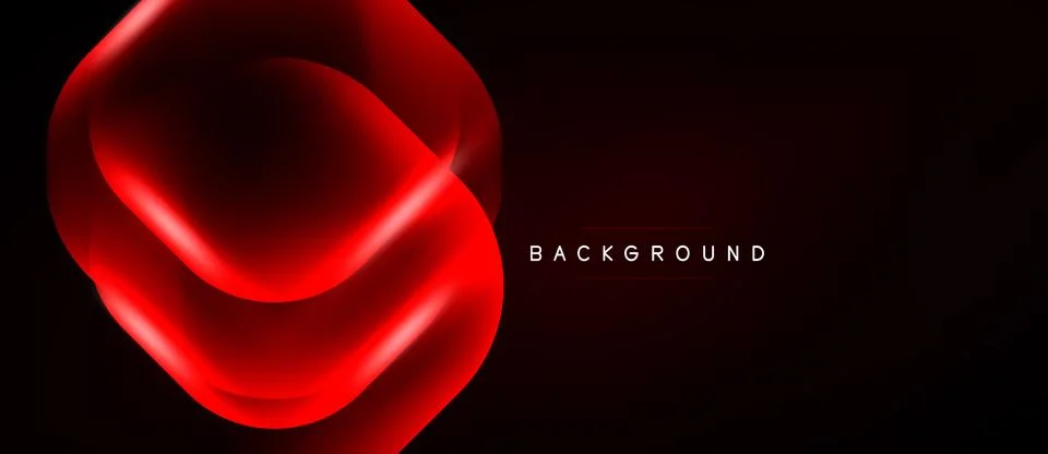 Abstract red shape dominates black background. Gradient effect creates depth, Stock Illustration