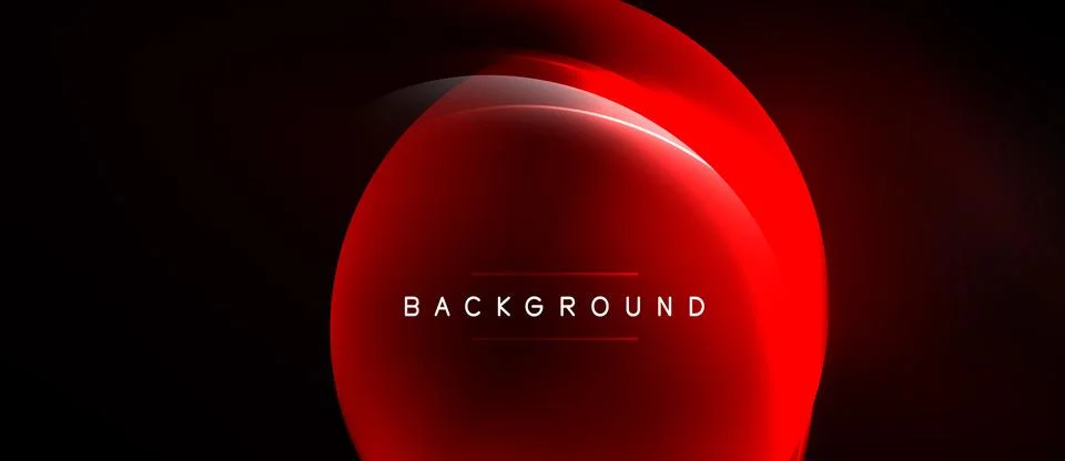 Abstract red shape dominates dark background. Gradient effect creates depth, Illustrazione stock