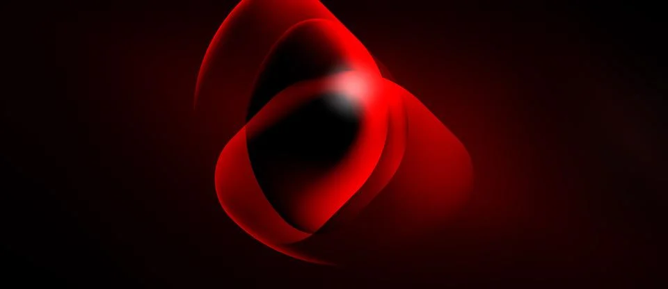Abstract red shape dominates dark background. Smooth curves create flowing .. Stock Illustration