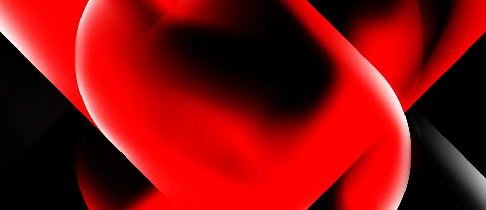 Abstract red shape dominates image. Black background creates strong contrast, Stock Illustration