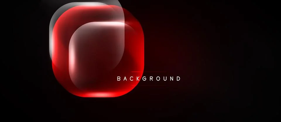 Abstract red shape over black background. Layers create glowing effect, moder Stock Illustration