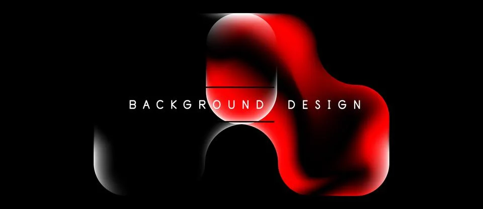 Abstract red shape over black background. Gradient effect creates depth, mode Illustrazione stock