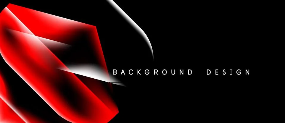 Abstract red shape over black background. White line accentuates dynamic de.. Stock Illustration
