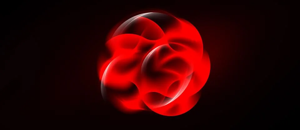Abstract red shape resembling flower. Glossy petals swirl, creating dynamic Stockillustratie
