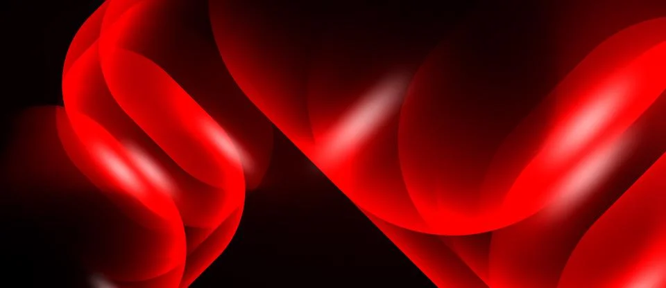 Abstract red shapes flow, creating dynamic visual impact. Smooth curves sugge Stock Illustration