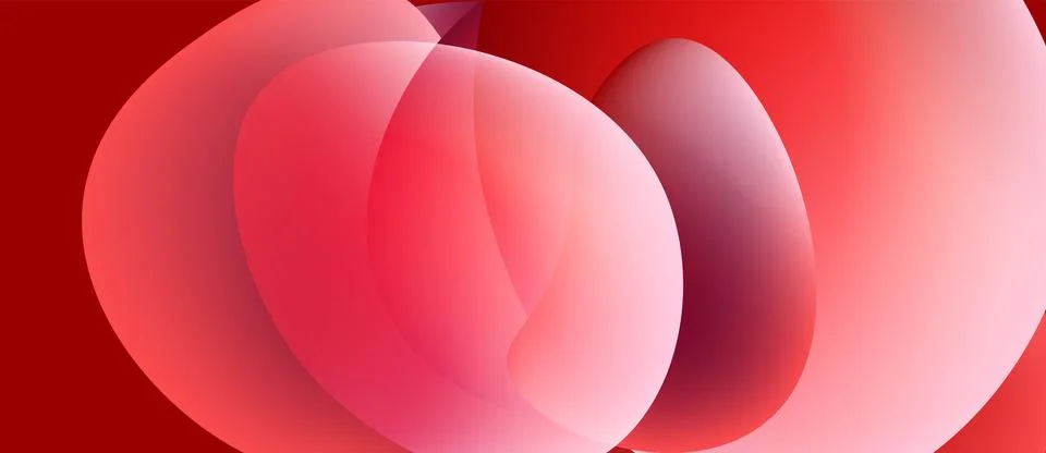 Abstract red shapes overlap, creating dynamic visual effect. Smooth gradients Stock Illustration