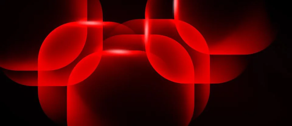 Abstract red shapes overlap, creating glowing effect against black background 스톡 일러스트