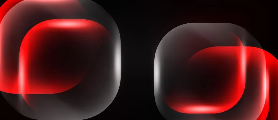 Abstract red shapes overlap, creating glowing effect against black background Stock Illustration