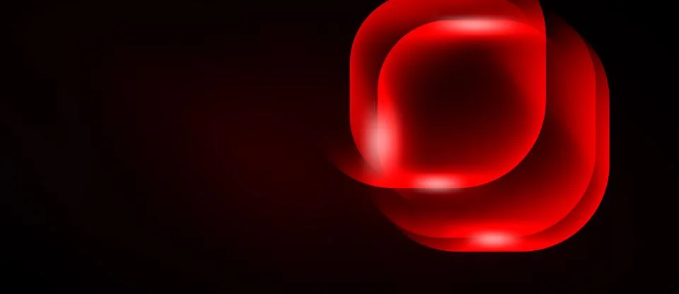 Abstract red shapes overlap, creating glowing effect against dark background. Illustrazione stock