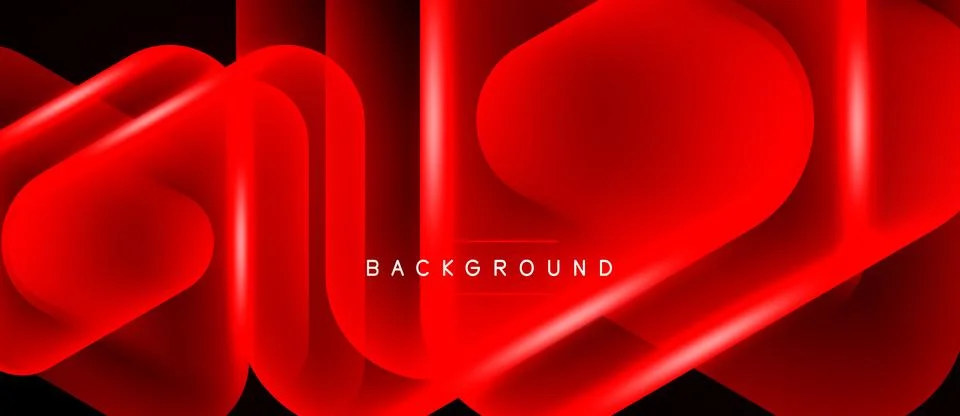 Abstract red shapes overlap, creating dynamic flow. Dark background emphasize Illustrazione stock