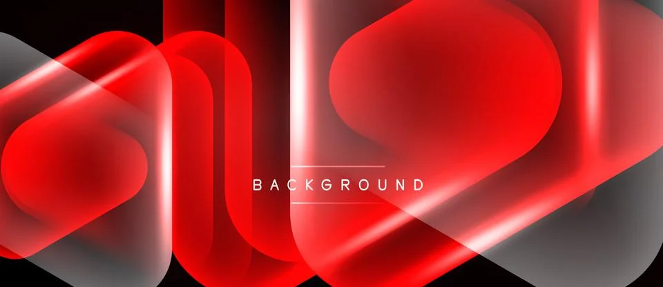 Abstract red shapes overlap, creating dynamic visual effect. Background text Stock Illustration
