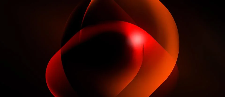 Abstract red shapes overlap, creating luminous effect. Dark background Stock Illustration