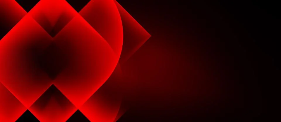 Abstract red shapes overlap, creating dynamic visual effect. Dark background Stock Illustration