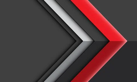 Abstract red silver arrow light shadow direction geometric on grey with blank Stock Illustration