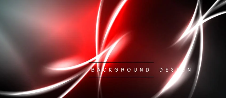 Abstract red, silver lines over dark background. Dynamic energy flows create Stock Illustration