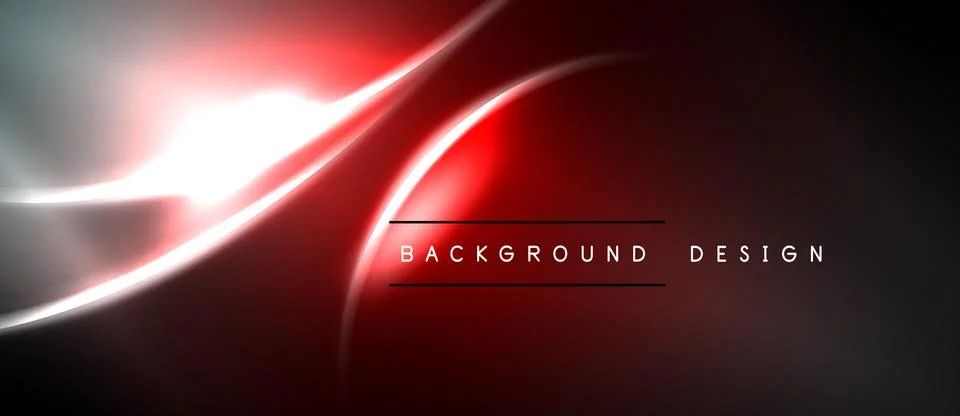 Abstract red, silver waves. Bright light flare creates dynamic visual effect. 스톡 일러스트